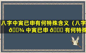 八字中寅已申有何特殊含义（八字 🌾 中寅已申 🍀 有何特殊含义和解释）